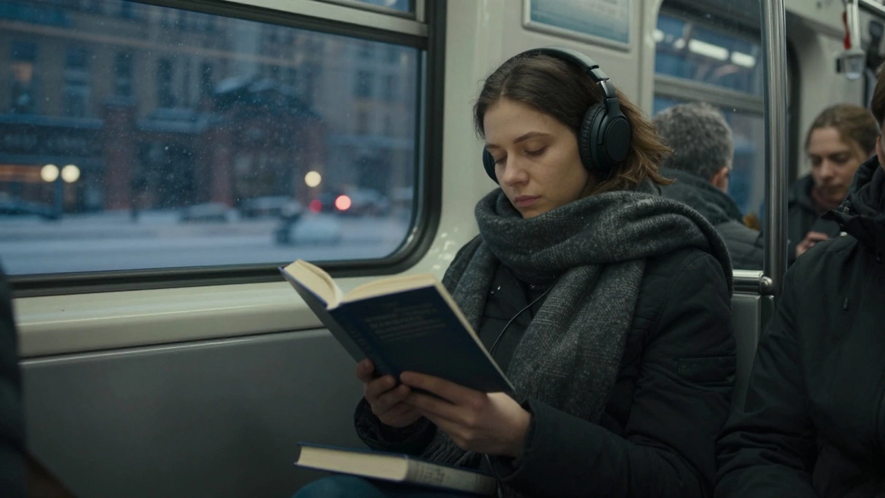 Человек слушает аудиокнигу в метро Санкт-Петербурга