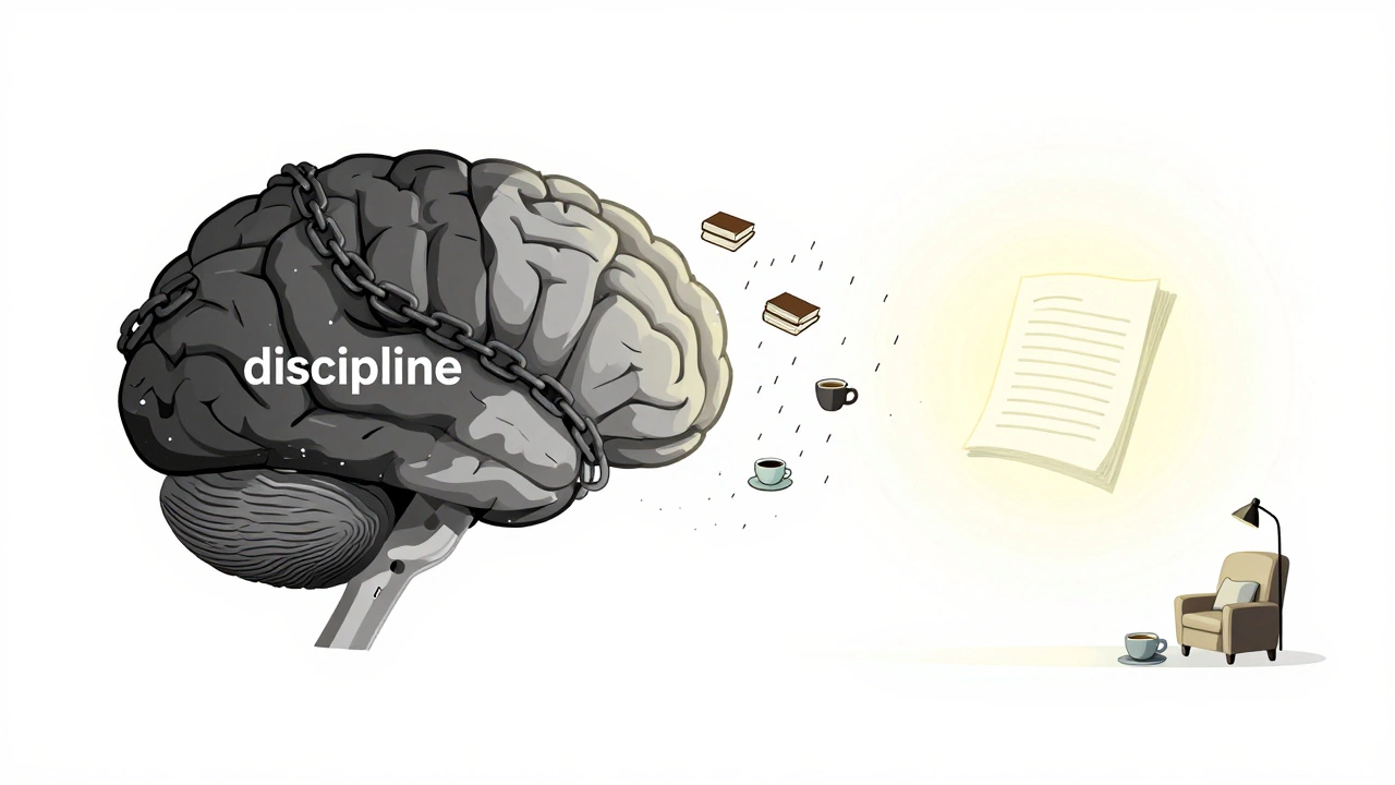 Мозг с двумя путями: один — тяжелый и подавляющий, другой — светлый и вдохновляющий с книгами.
