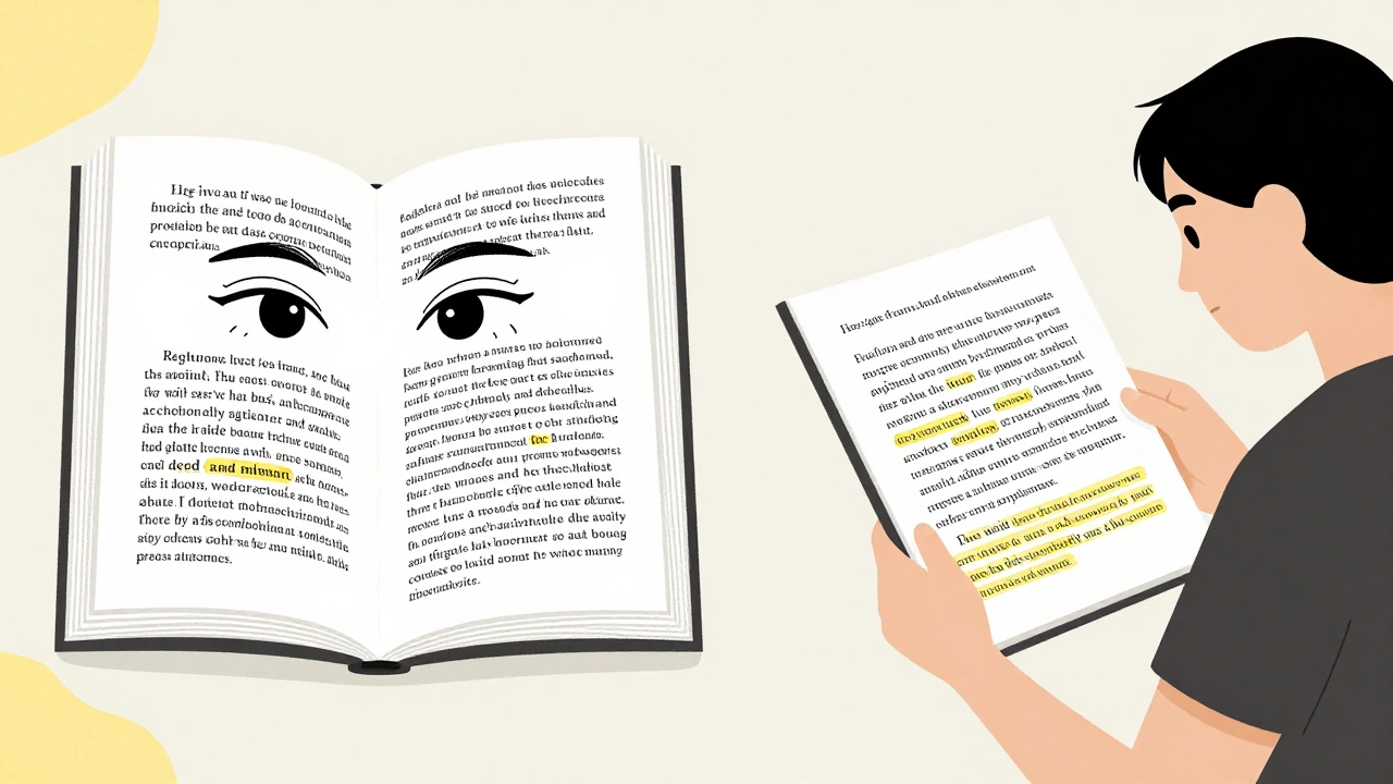 Сравнение сканирования текста и глубокого чтения в двух частях изображения.