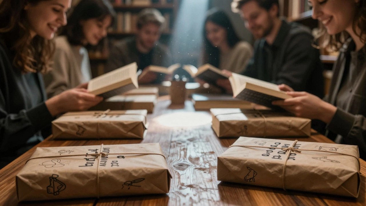 Книги в крафтовой бумаге для игры в «слепое свидание с книгой»