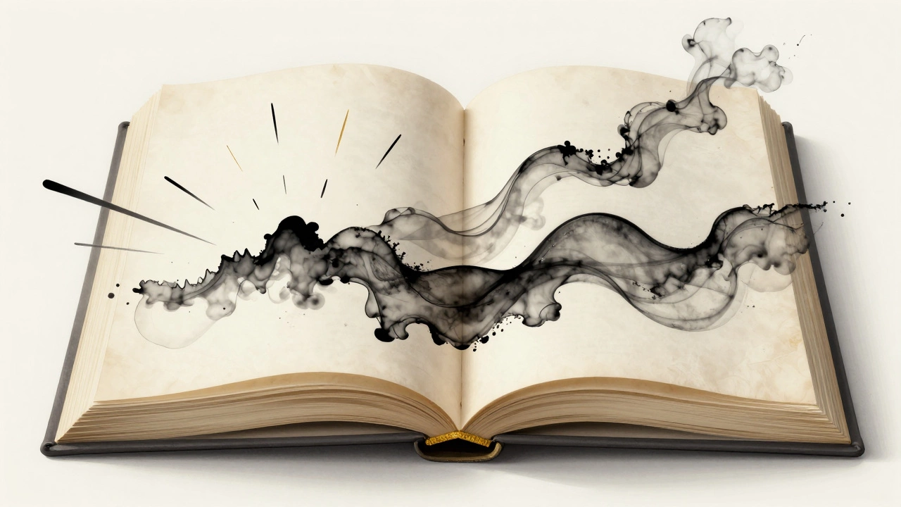 Метафорическое изображение ритма диалога в виде линий и волн на страницах книги