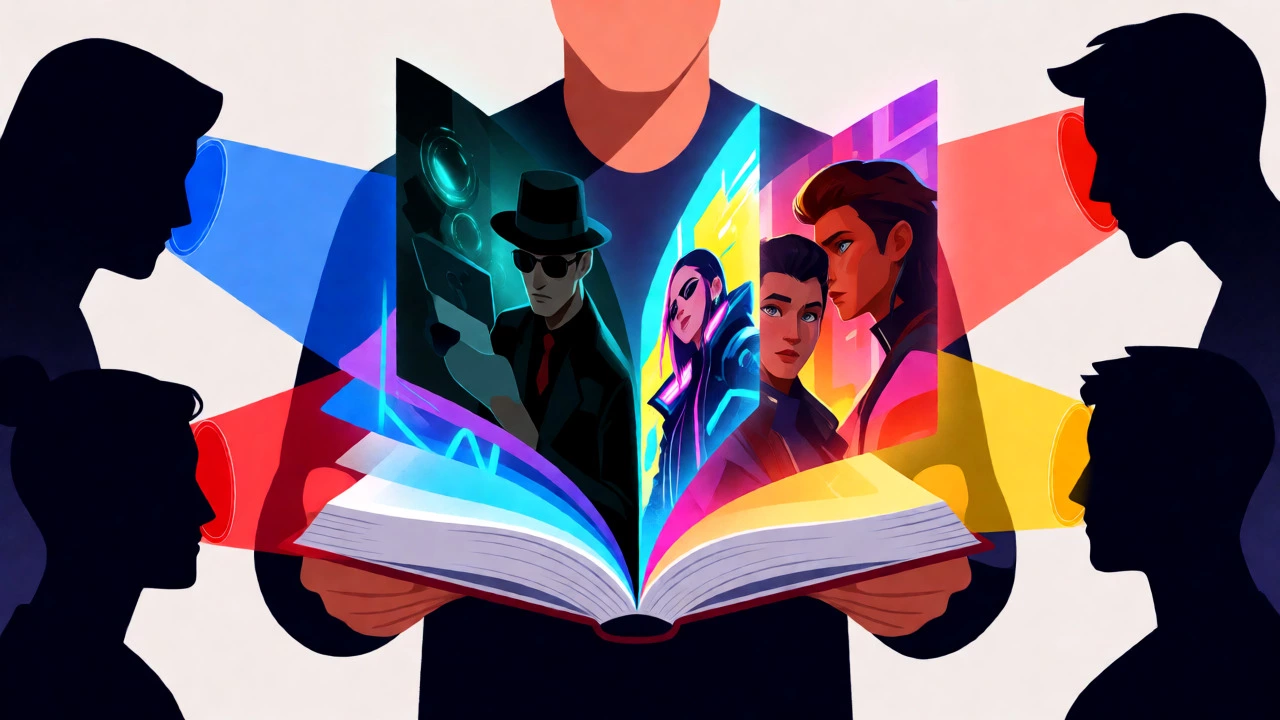 Концептуальная иллюстрация разных точек зрения на одну книгу