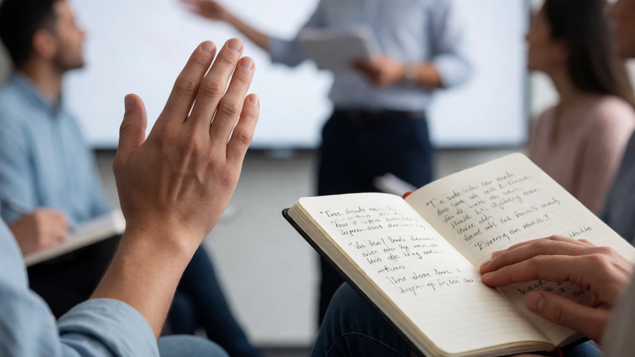 Участник книжного клуба поднимает руку для выступления